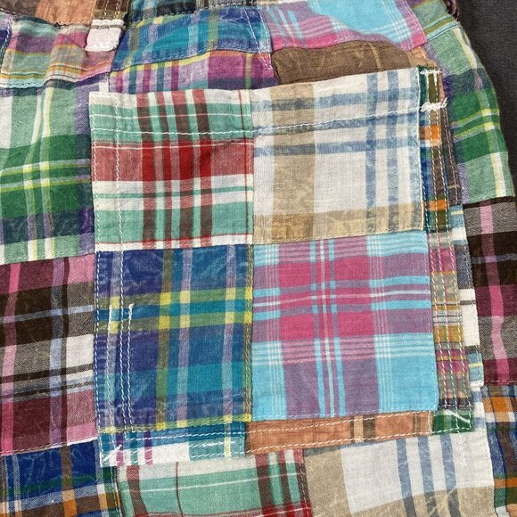 Mens Patchwork Plaid Reversible Shorts Size 32 Multicolor Casual Summer Wear - Picture 9 of 9